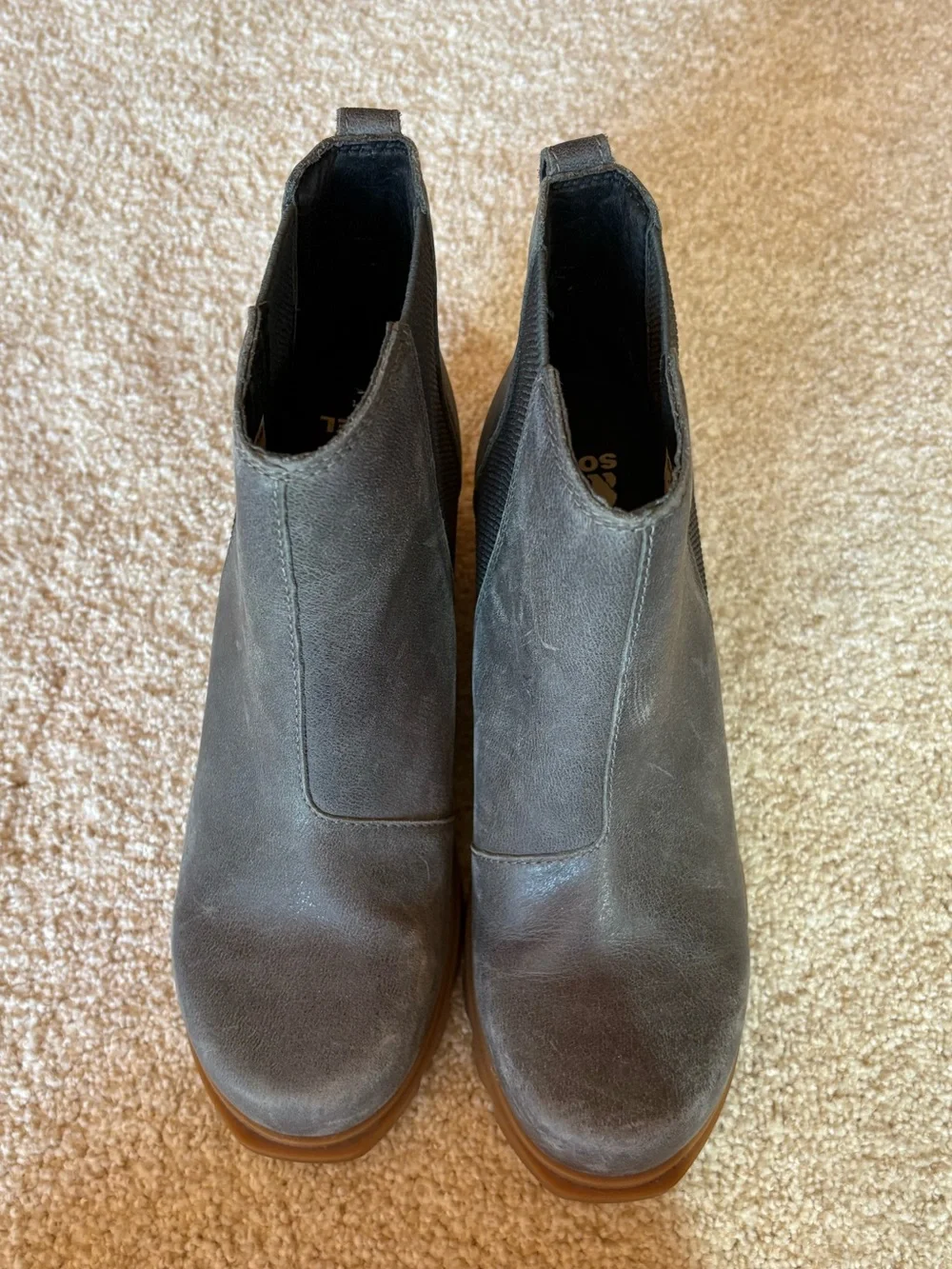 Sorel Wedge Ankle Boots in Charcoal Gray
